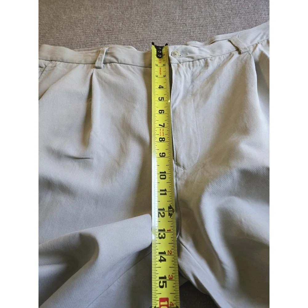 Tommy Bahama Mens 44x24 100% Silk Pleated Dress Pants Khaki Beige Relaxed Slacks
